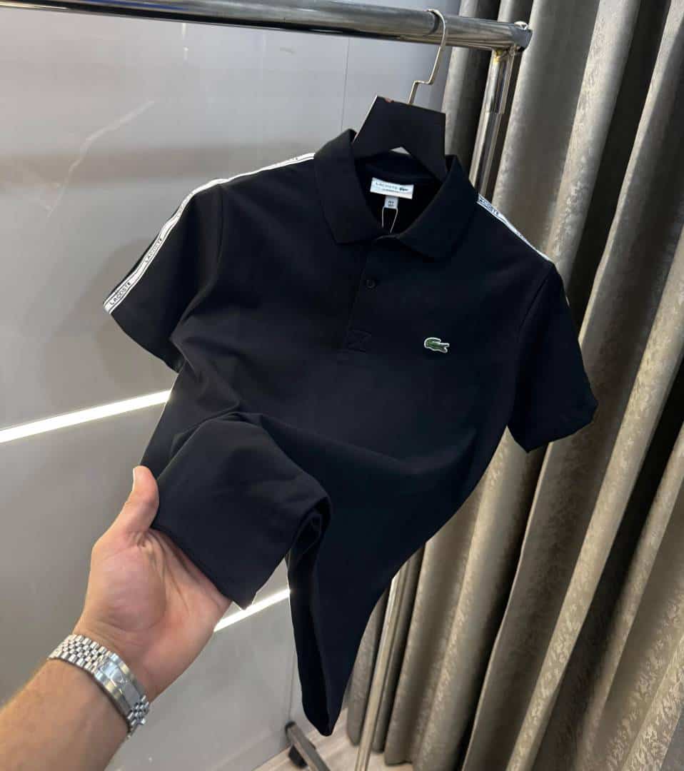 Lacost e Black Shoulder Logo Premium Polo T-Shirt