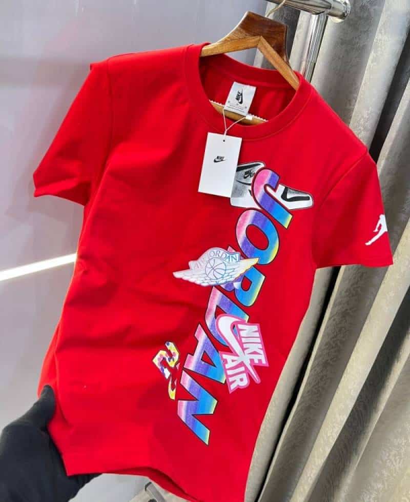 Nik e Jordan sneaker print red printed premium t-shirt