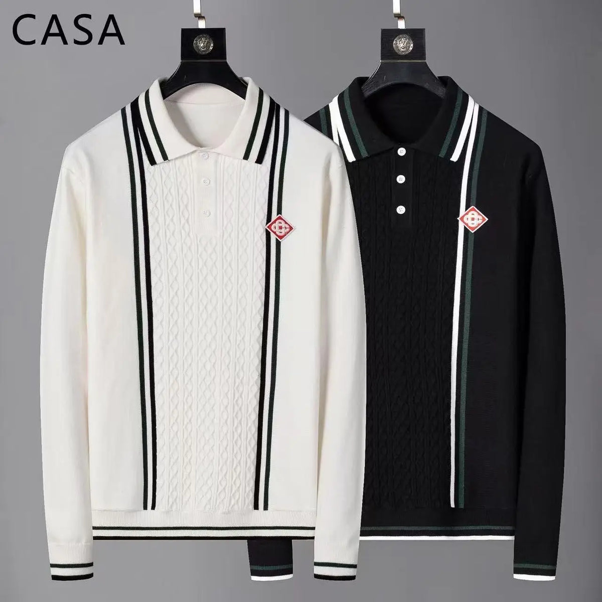 Casablanca Black Imported Knitted Polo T-Shirt