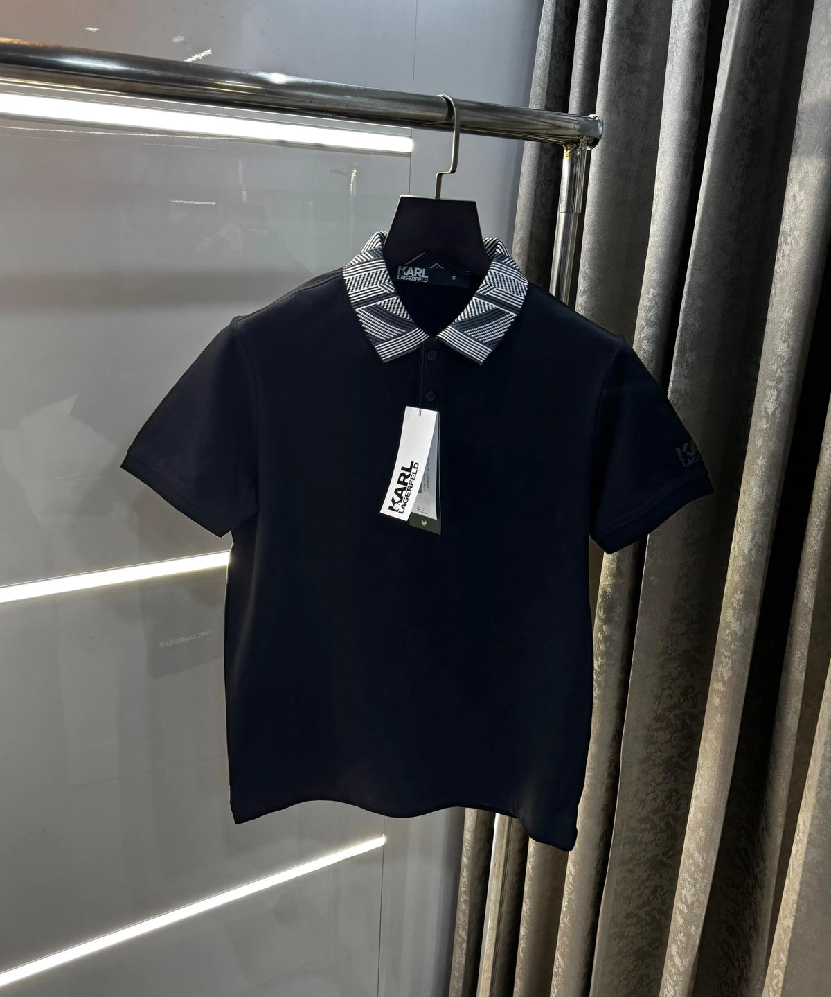 Karl Lagerfled Black Collar Imported Polo T-Shirt
