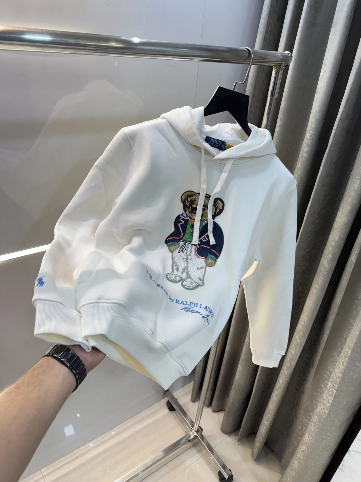 Ralph  Lauren White Teddy Edition Embroidery Logo Imported Hoodie