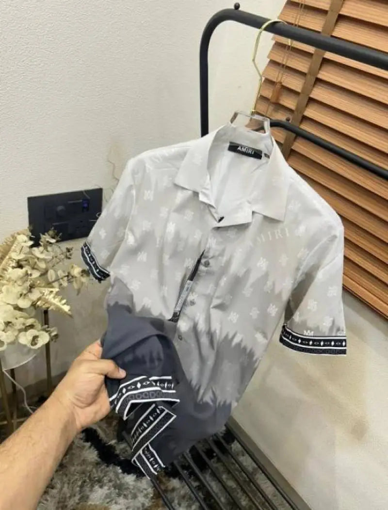 Amir_i White Turkey Imported Very Premium All Over Printed Half Shirt (DN 535)