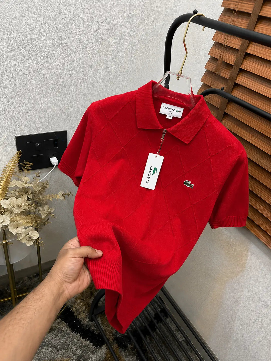 Lacost_e Very Premium Knitted Stretchable Polo T-shirt (DN 549)