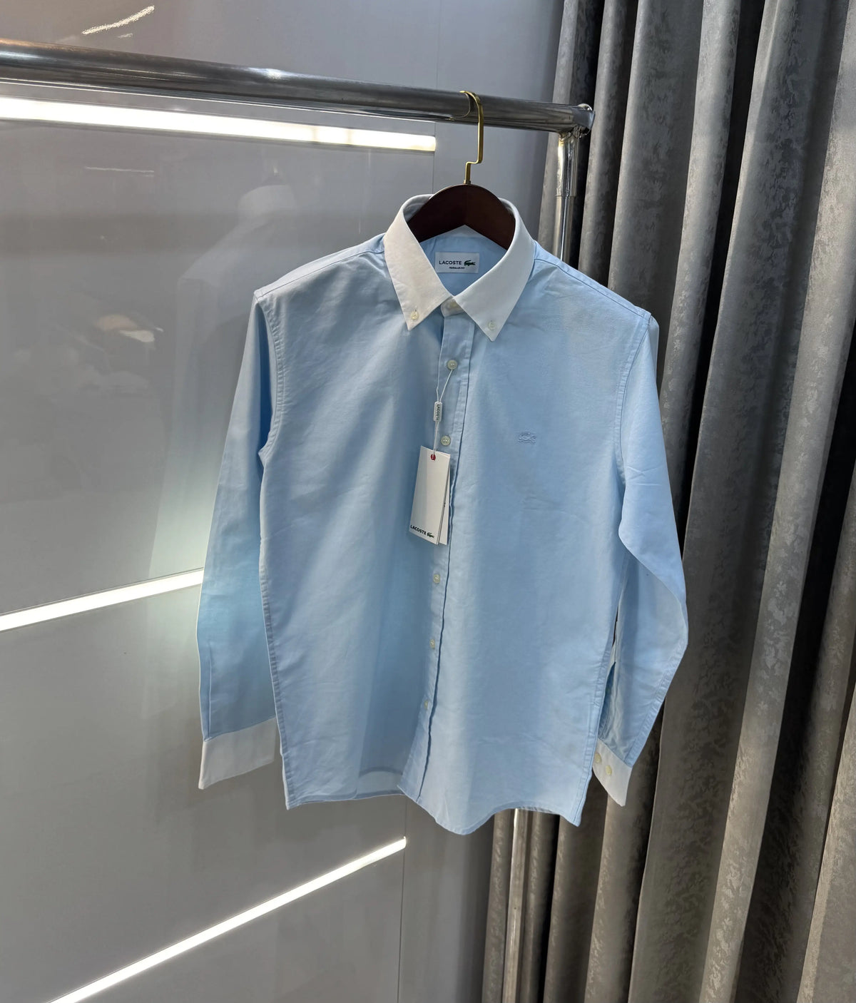 Lacost e Sky Blue Embroidery Logo Work Premium Shirt