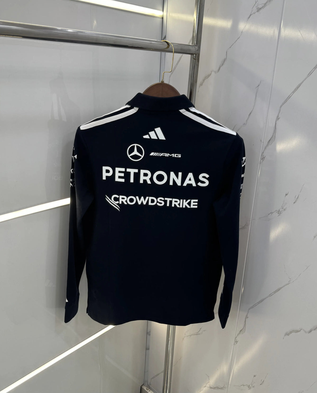 Adida s Navy Blue Logo Work Premium Full Sleeve Polo T-Shirt