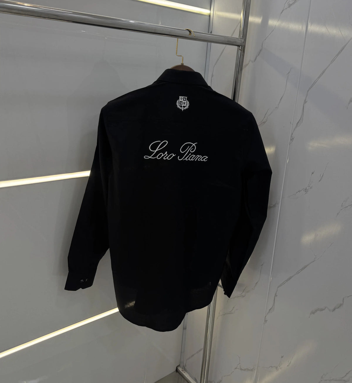 Loro Piana Black Embroidery Logo Work Premium Shirt