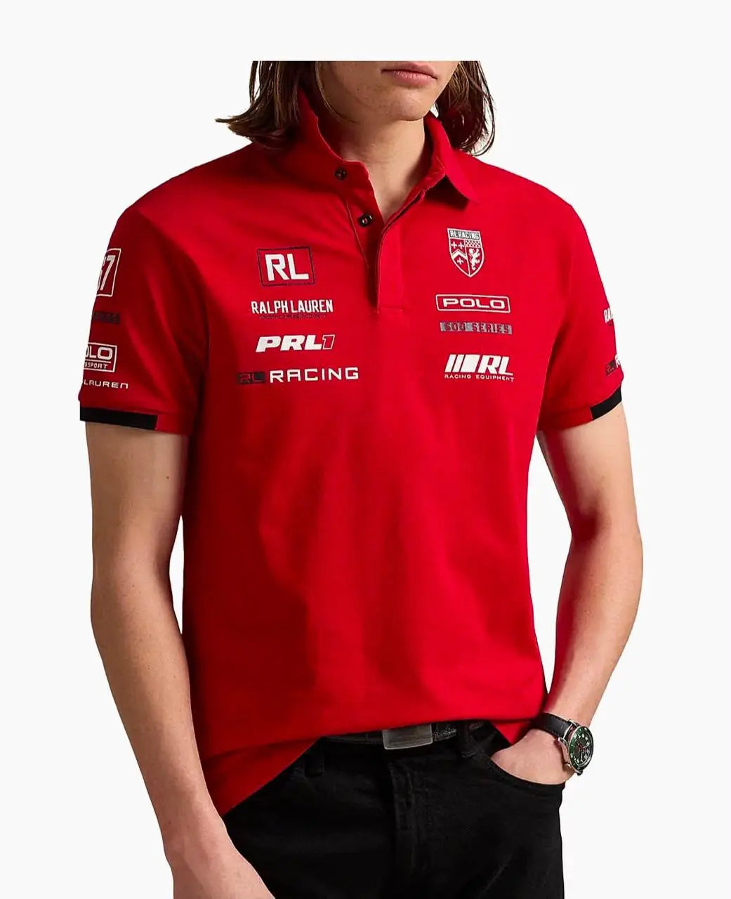 Ralp.h Laure.n Red Embroidery Logo Premium Classic Polo T-Shirt