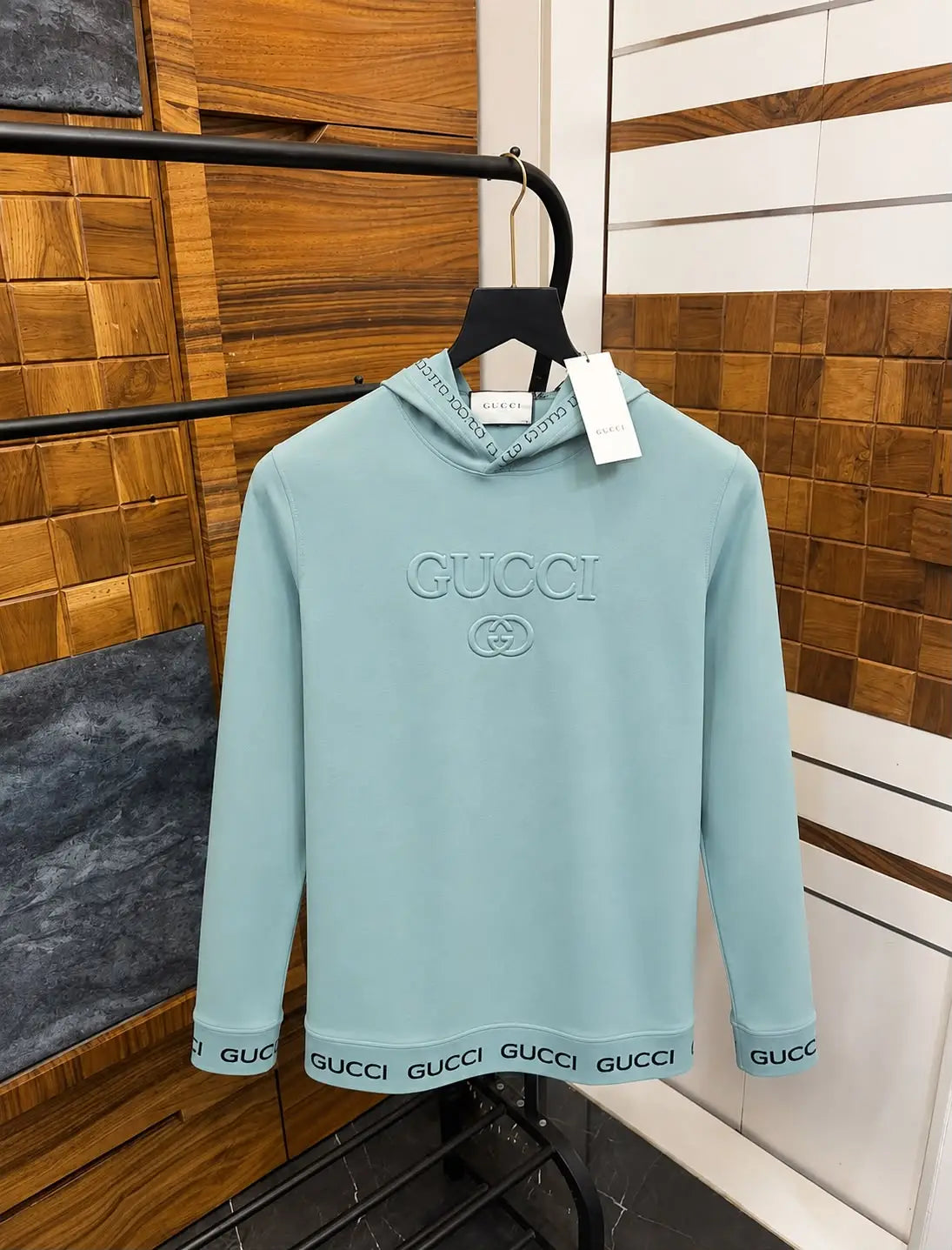 Gucc_i Embossed Print Premium Hoodie