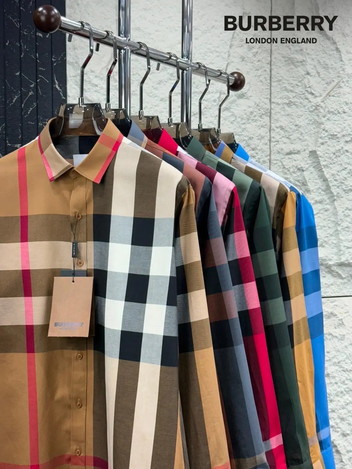 Burberr y Dark Grey 2 Checks Premium Shirt With Original Box