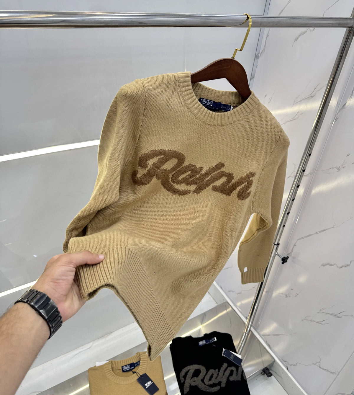 Ralp h  Lauren Beige Knitted Imported Pull Over