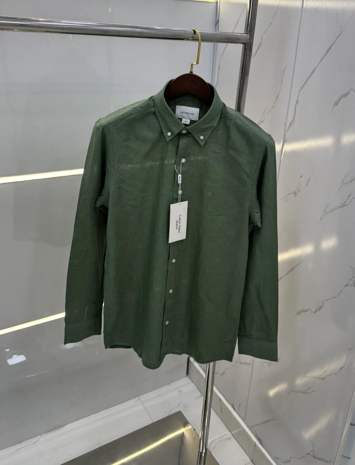 Calvin  Klein Olive Embroidery Logo Work Premium Shirt