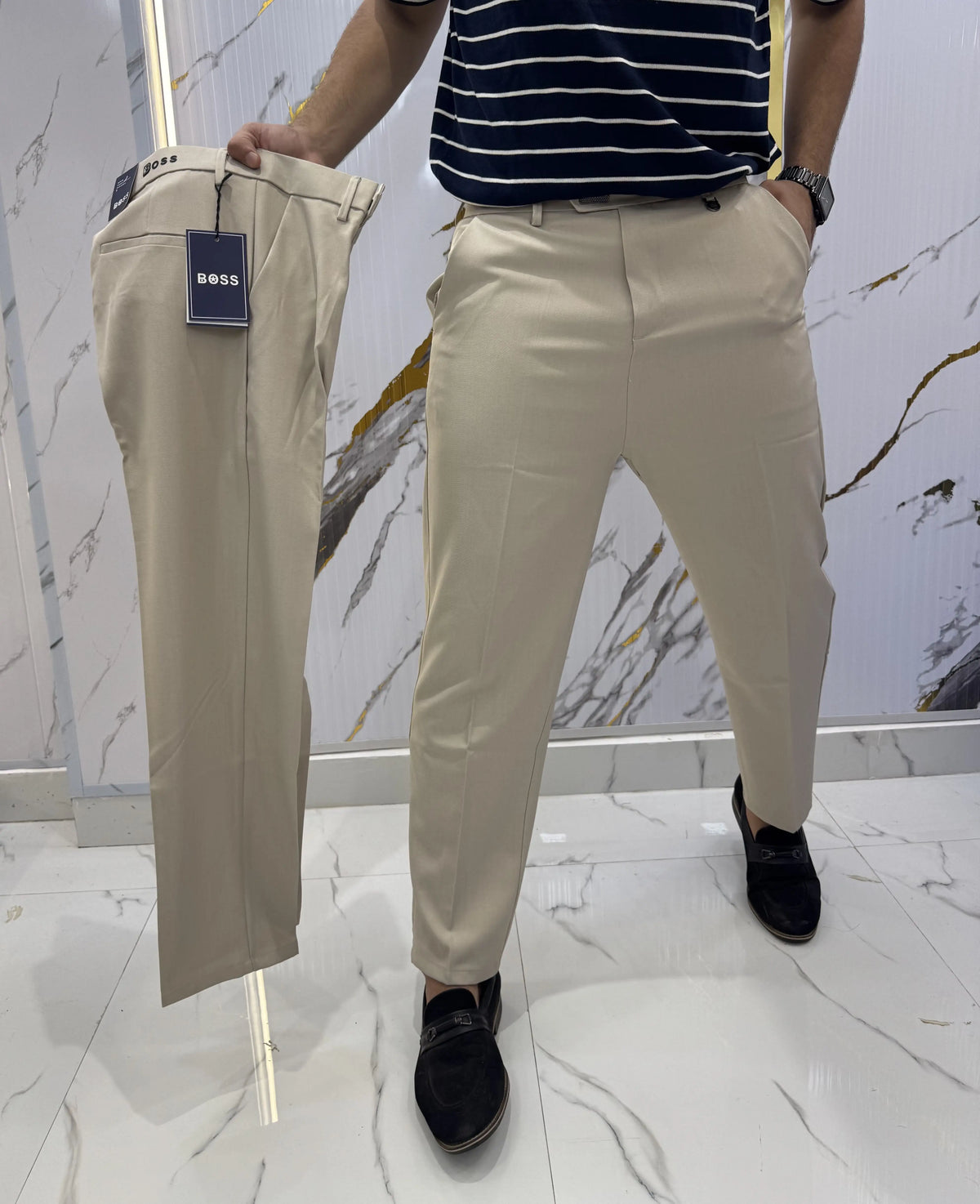 Hugo  Boss Cream Imported Korean Trouser