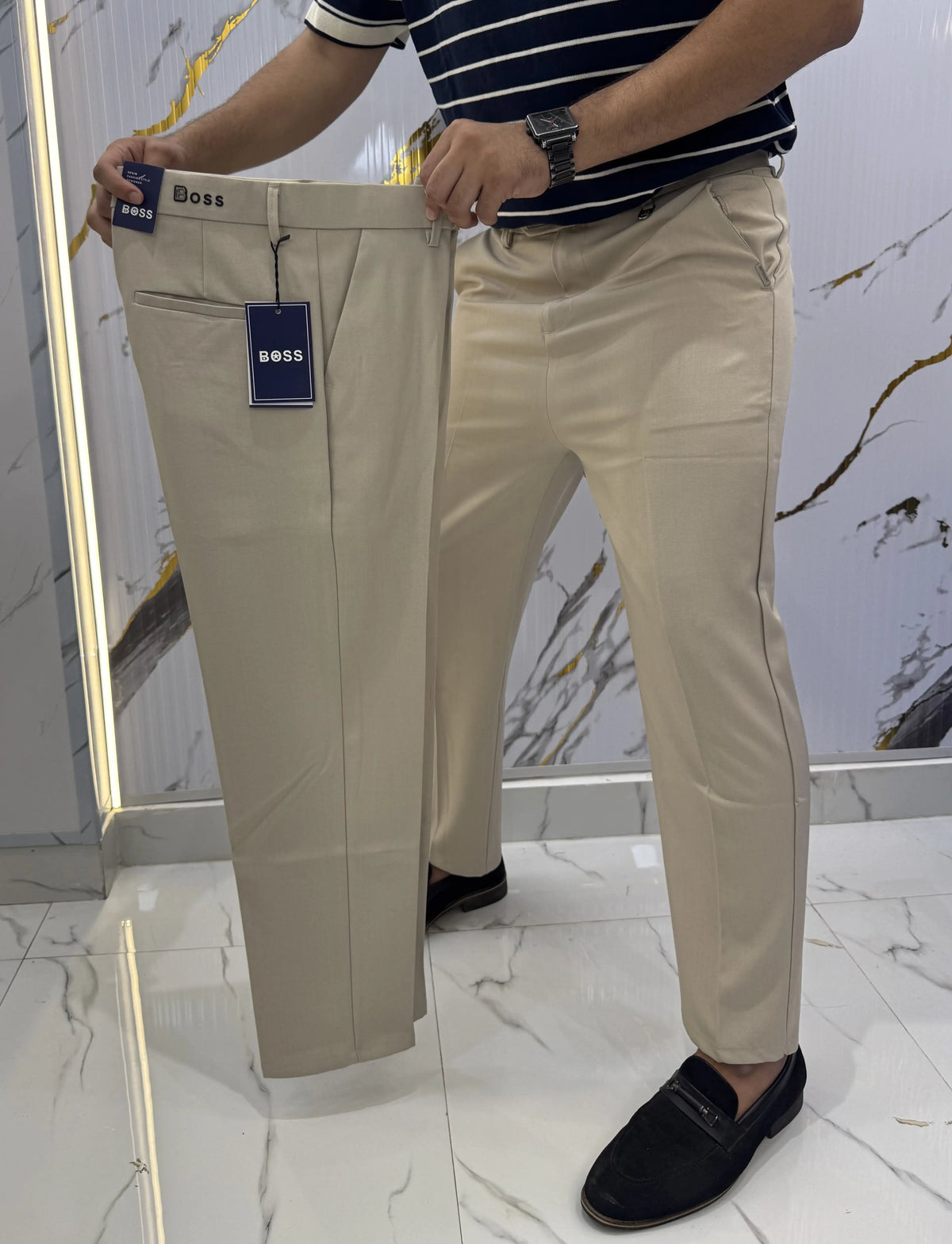 Hugo  Boss Cream Imported Korean Trouser