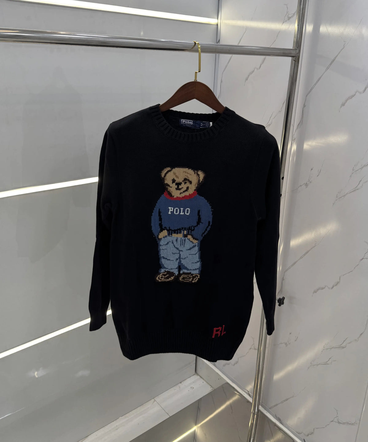 Ralph Lauren Black Teddy Knitted Imported Pull Over