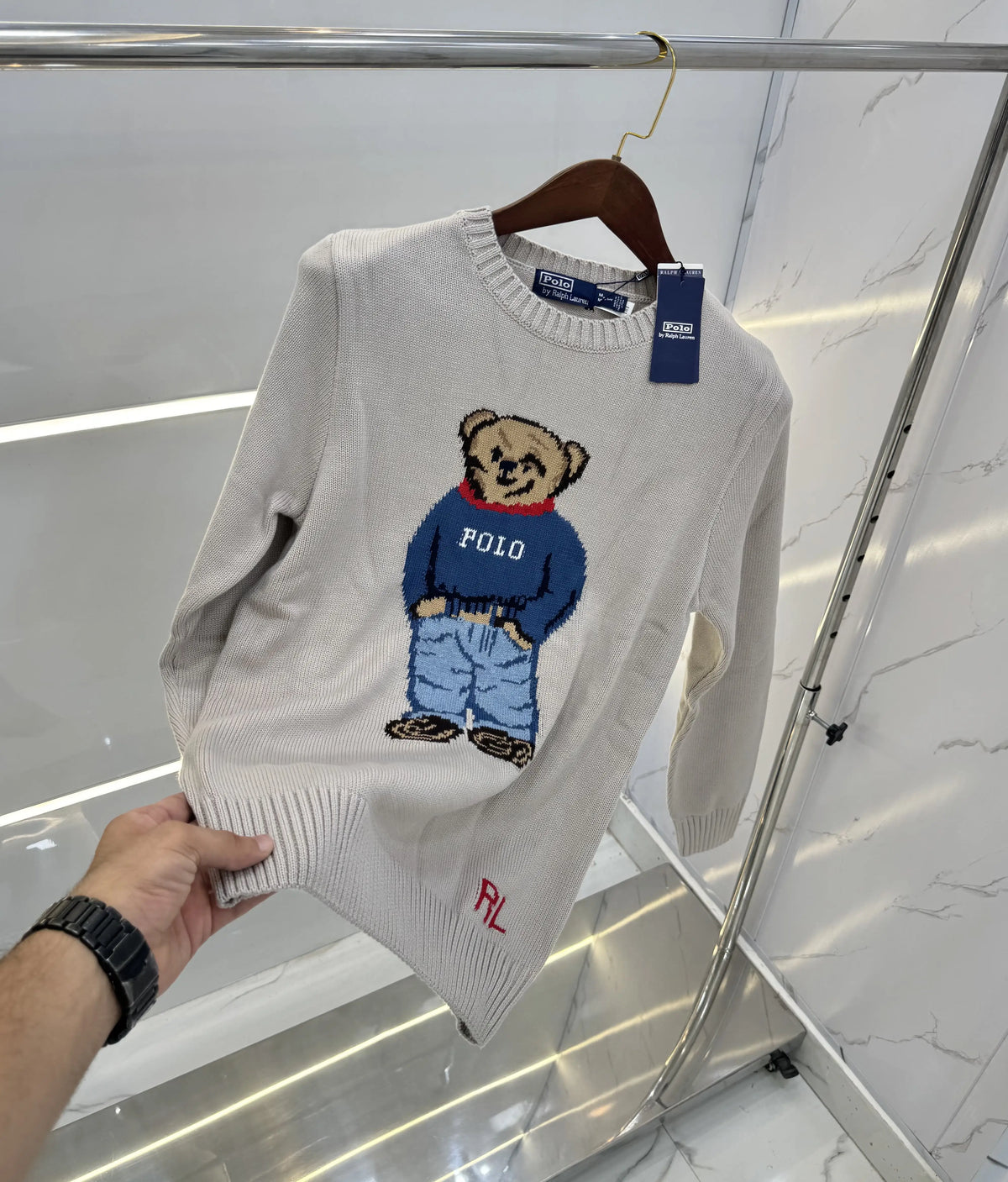 Ralp.h Laure.n Beige Teddy Knitted Imported Pull Over