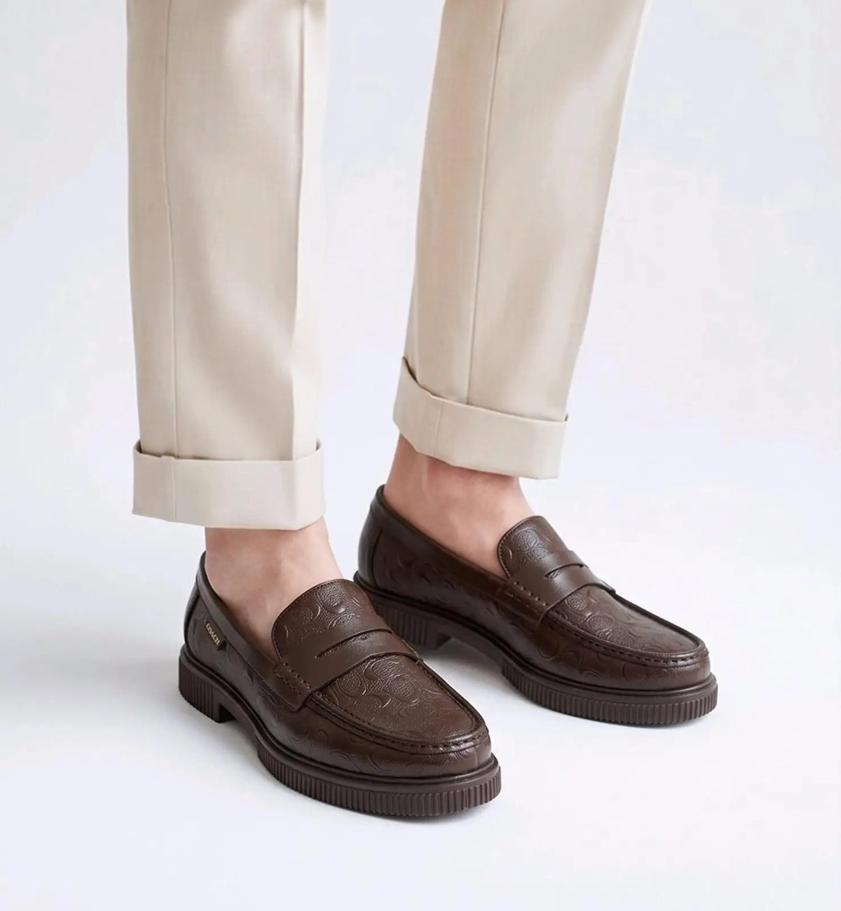 Coach_Brown Premium Monogram Leather Formal Loafers