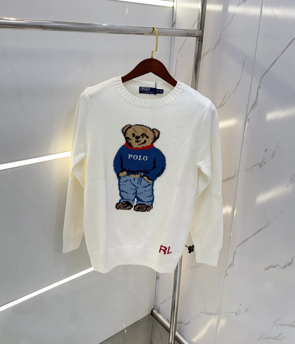 Ralph Lauren White Teddy Knitted Imported Pull Over