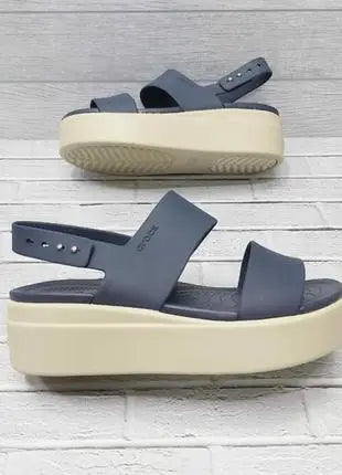 CROCS Brooklyn Slingback Low Wedge Sandals NAVY