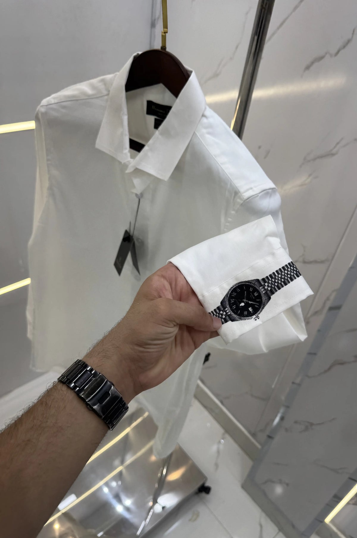 Massimo Dutti White Watch Logo Imported Shirt