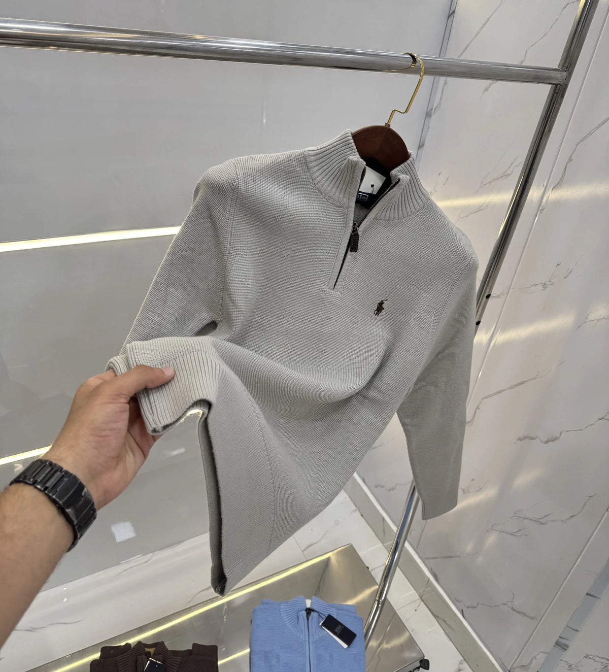 Ralp h  Laure n Grey Imported Knitted Pull Over