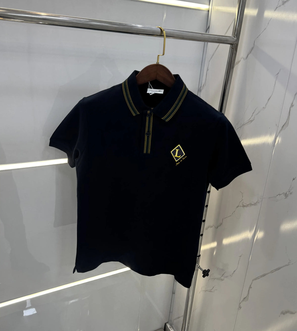 Lacost e Navy Blue Logo Work Premium Polo T-Shirt