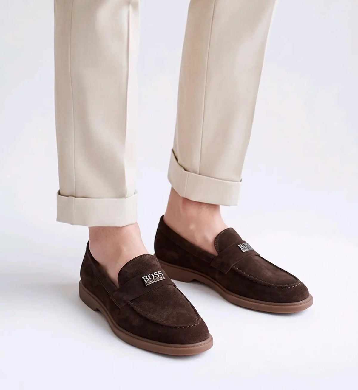 Hugo_Boss Brown Premium Suede Leather Formal Loafers