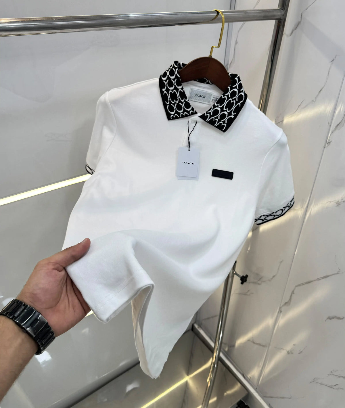 Coac h White Imported Polo T-Shirt