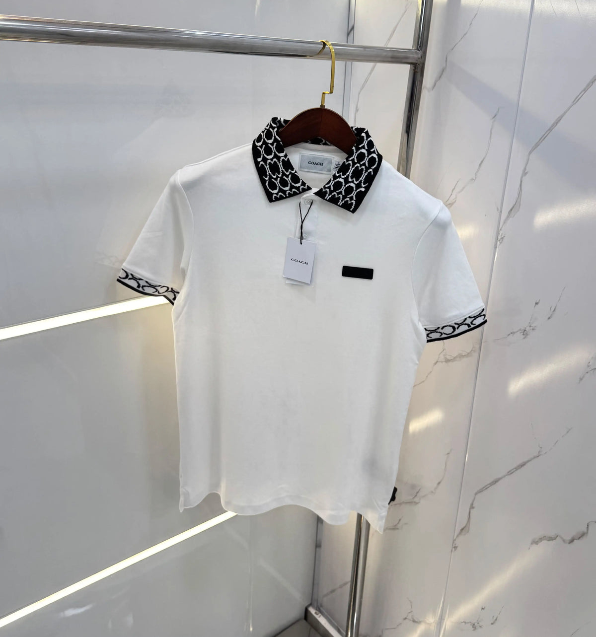 Coac h White Imported Polo T-Shirt