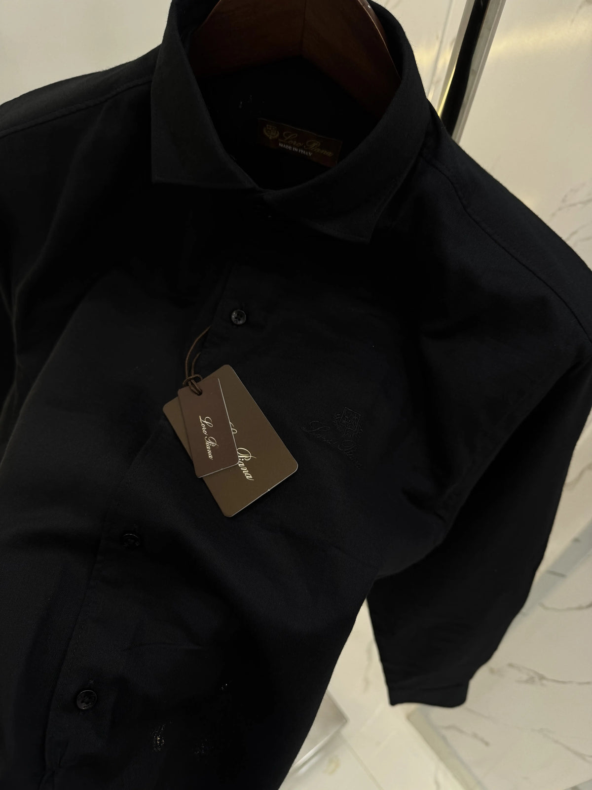 Loro Piana Black Embroidery Logo Work Premium Shirt