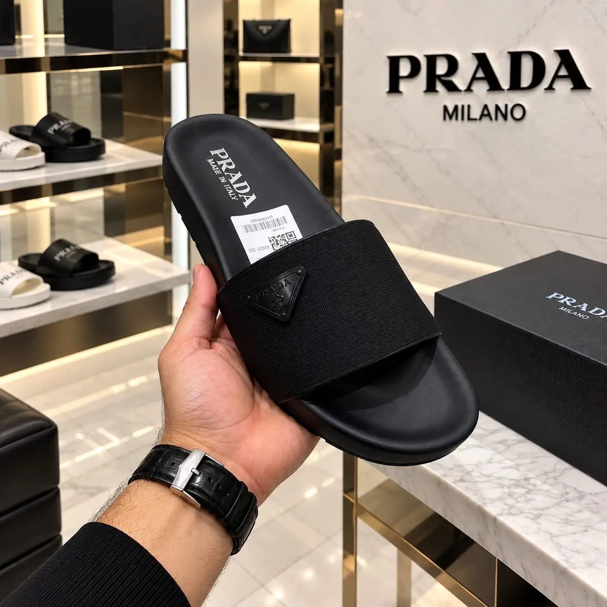 Prada_Milano All Black Premium Luxury Slide For Men
