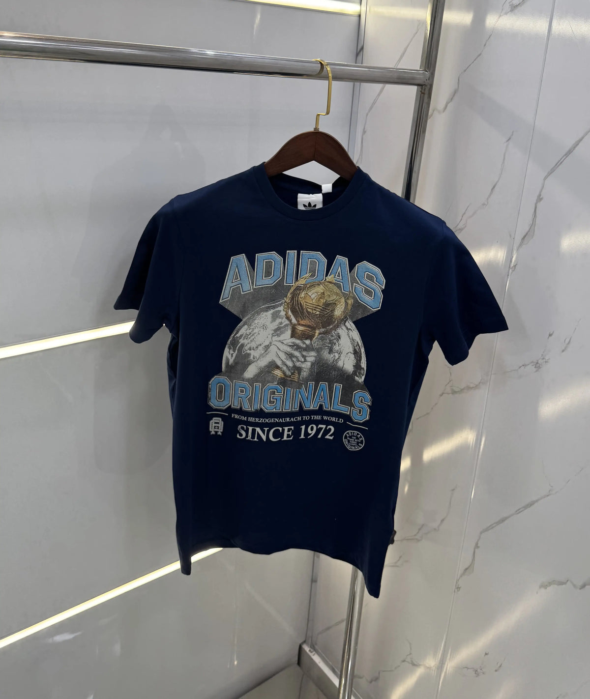 Adida s Navy Blue Logo Print Imported  T-Shirt