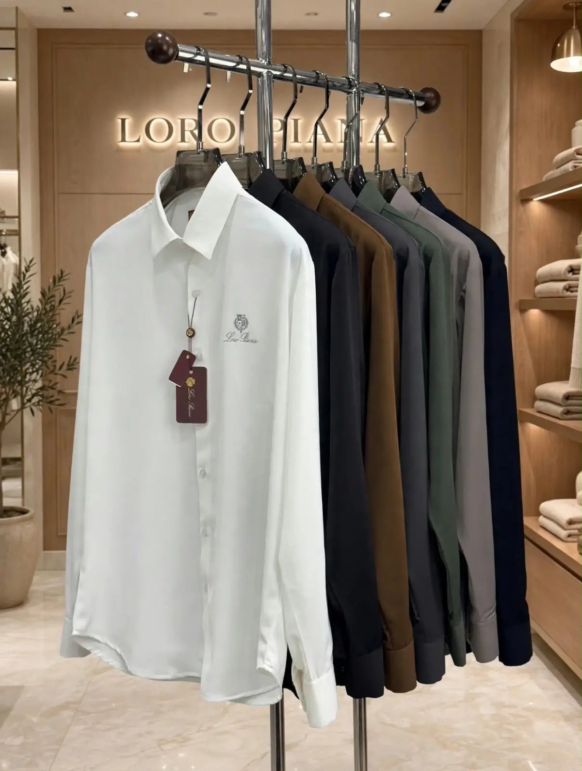 Loro Piana Navy Blue Embroidery Logo Premium Shirt With Original Box