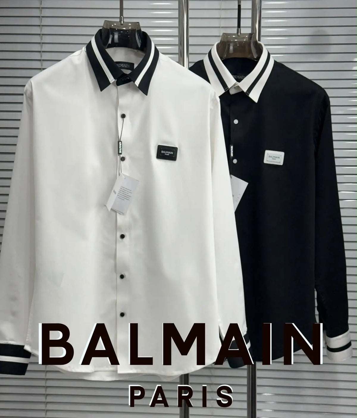 Balmai n Paris White Logo Print Premium Shirt With Original Box