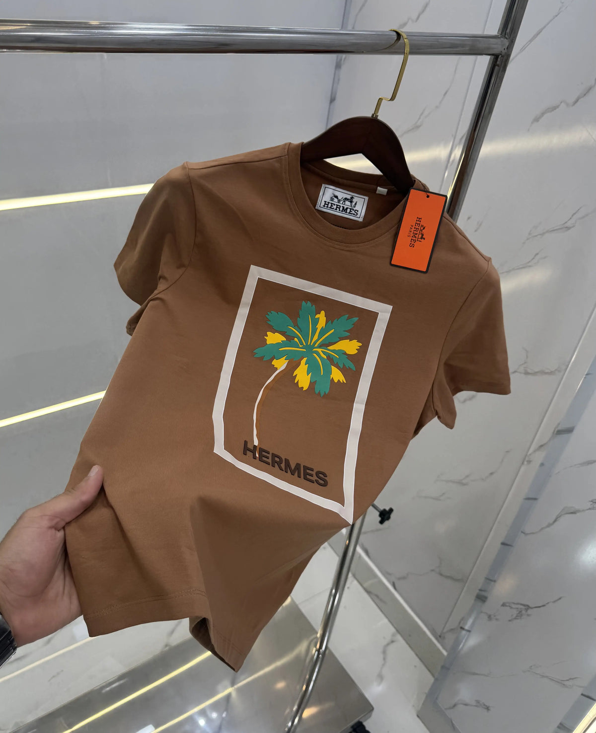 Hermes Brown Logo Work Premium T-Shirt