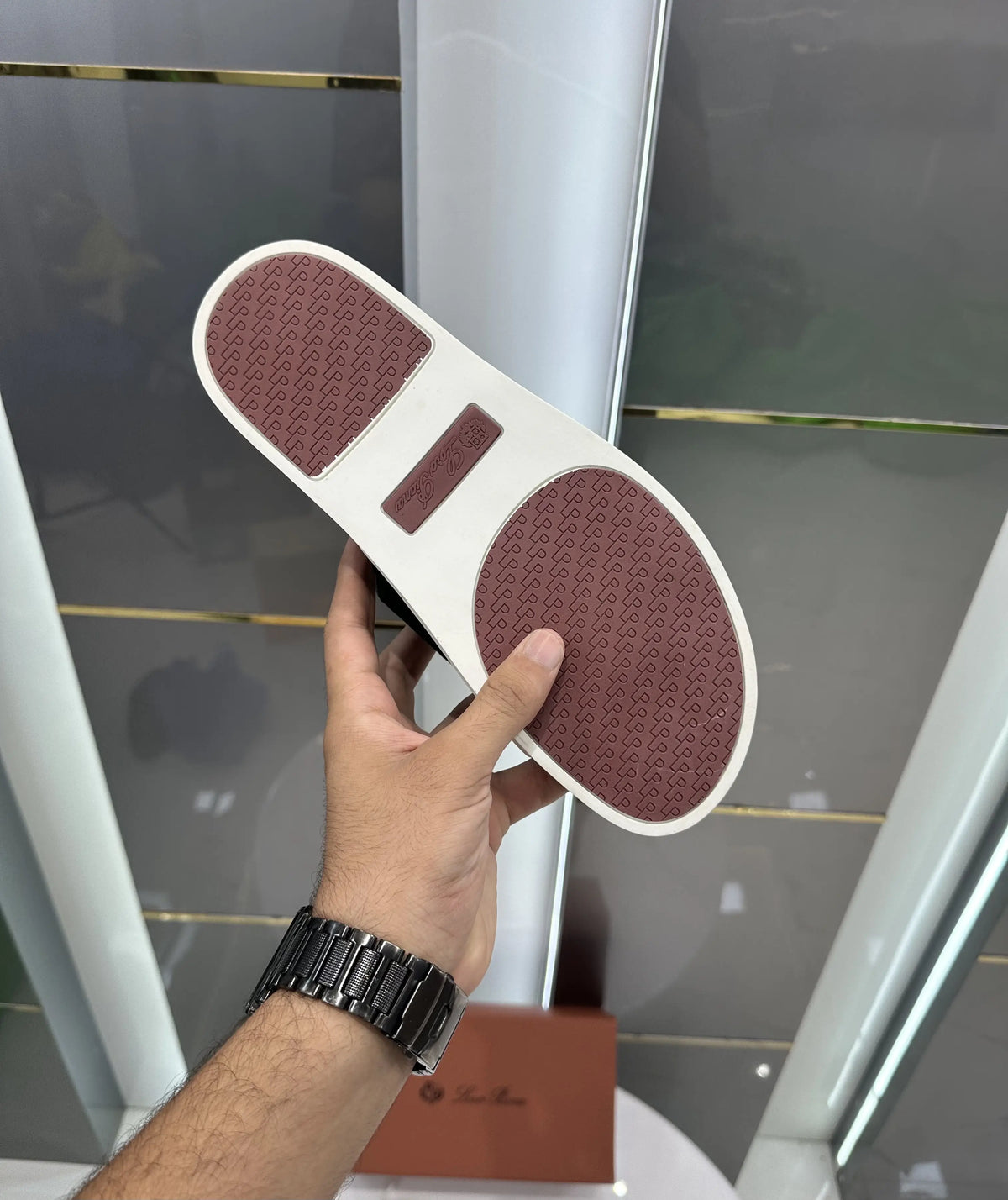 Loro_Piana Brown Black Double Strap Luxury Slide