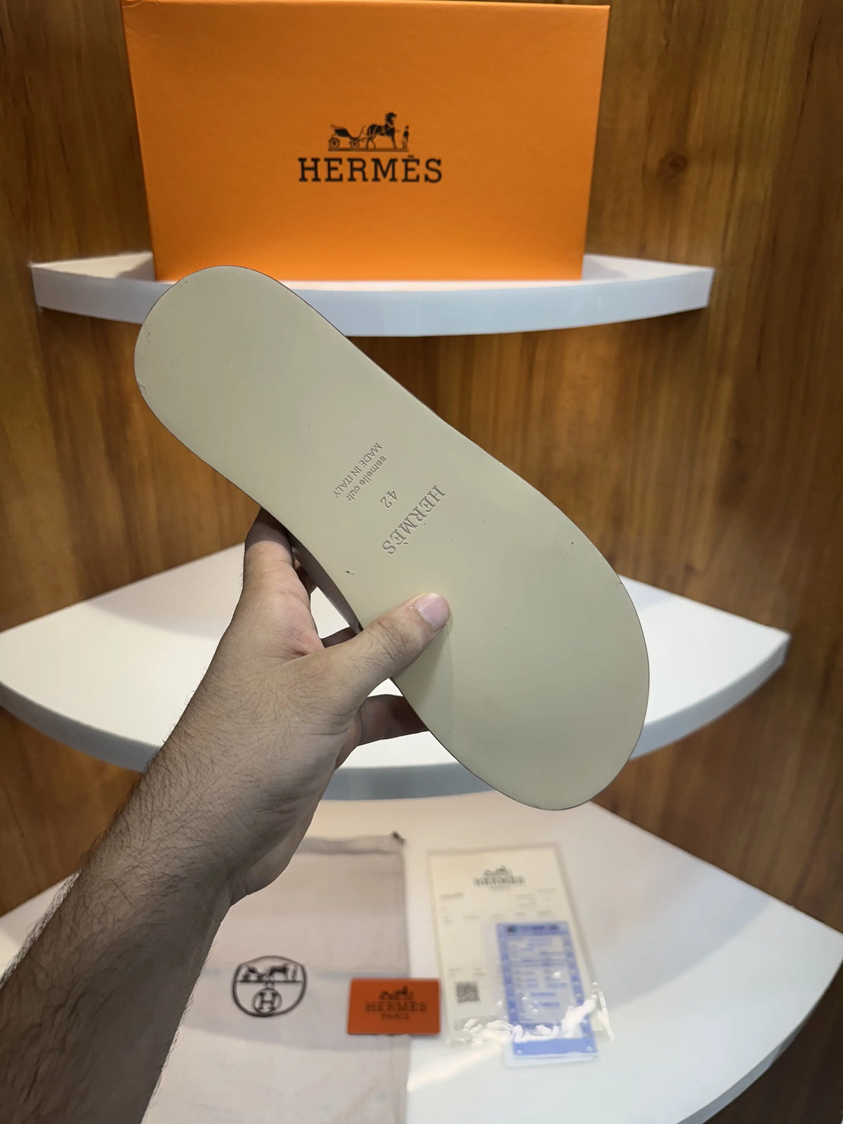 Hermes_Blue White Izmir Premium Luxury Slide For Men