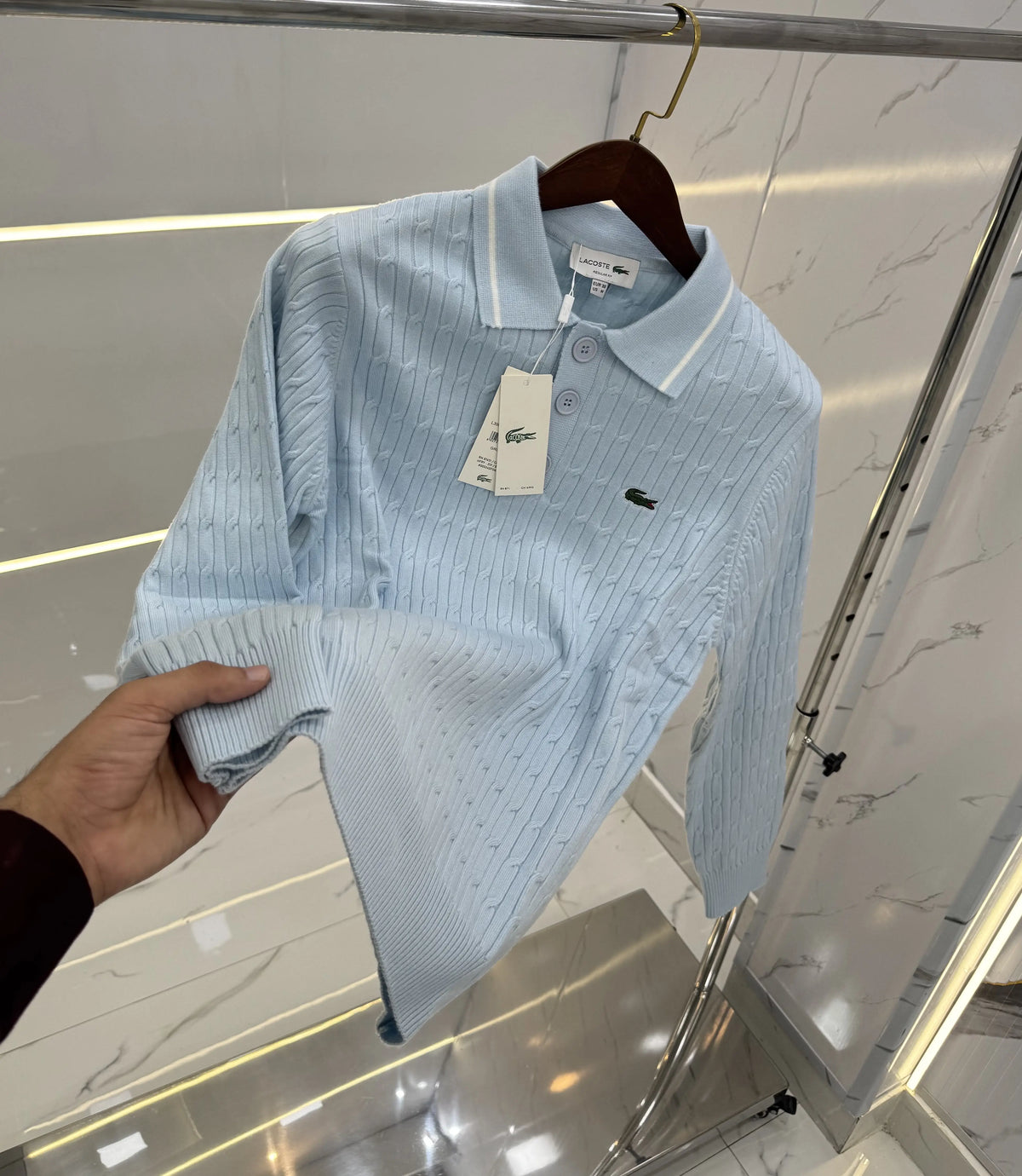 Lacost e Sky Blue Knitted Imported Pull Over