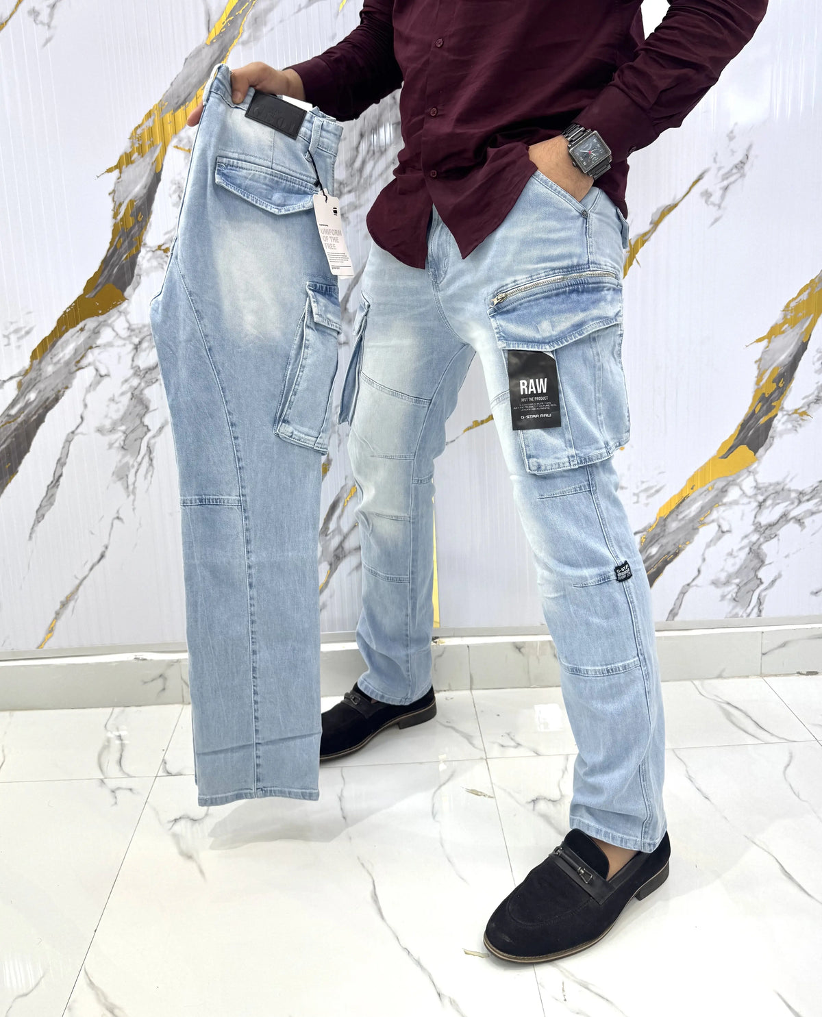 G Star Raw Sky Blue Imported Cargo Denim