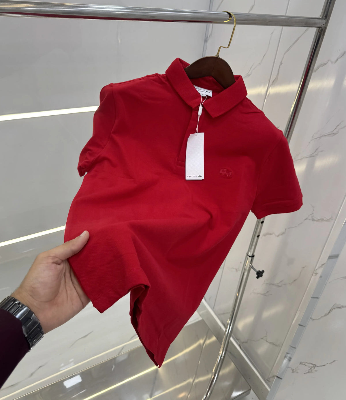 Lacost e Red Embroidery Logo Premium Polo T-Shirt