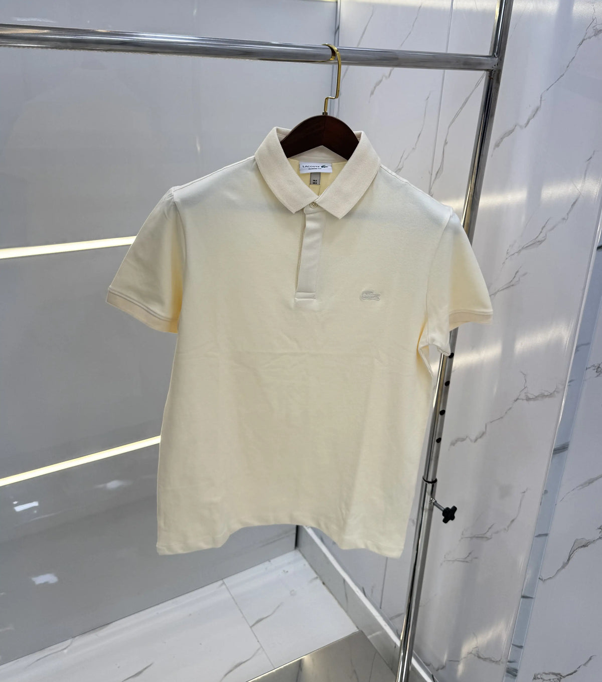 Lacost e Cream Embroidery Logo Premium Polo T-Shirt