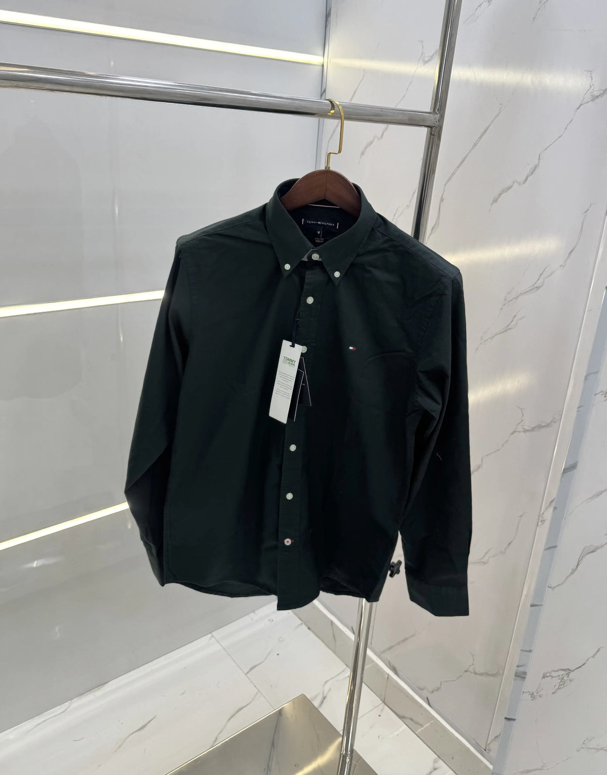 Tommy Hilfiger Bottle Green Embroidery Logo Premium Shirt