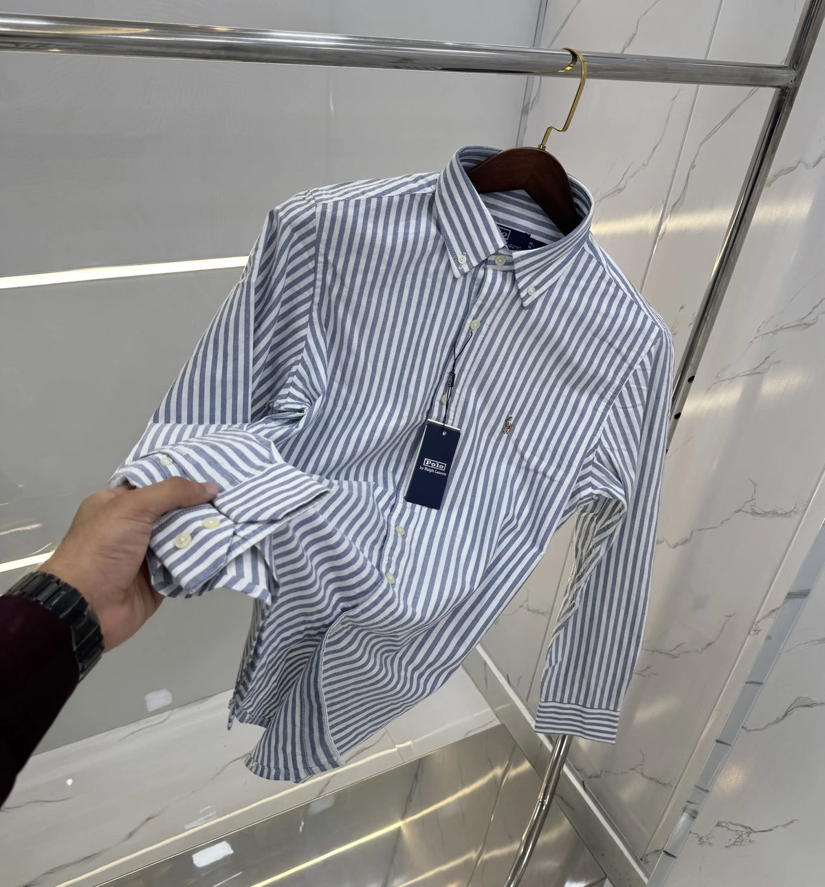 Ralph Lauren Sly Blue Stipes Premium Dobby Shirt