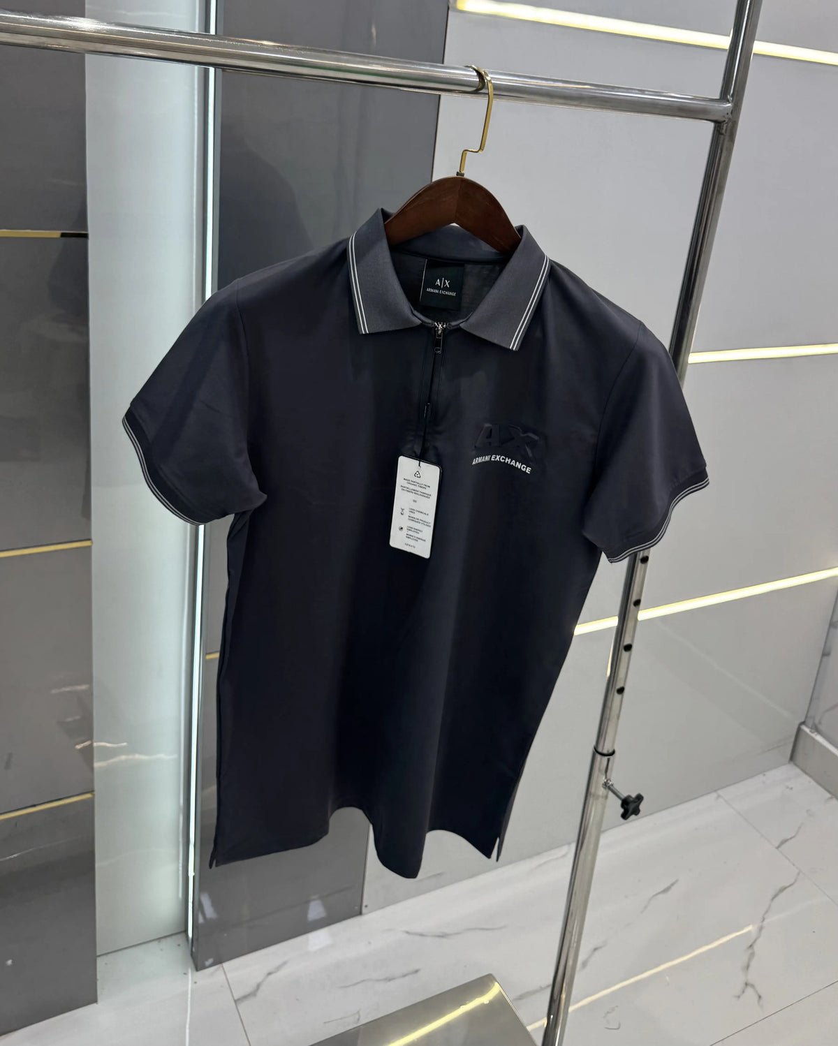 Arman i Exchange Grey Embossed Logo Premium Polo T-shirt With Box