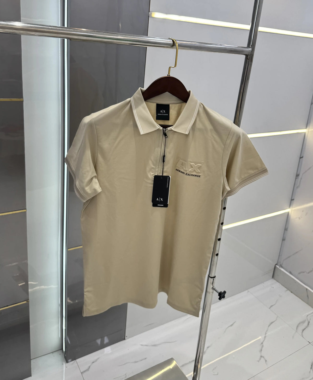 Arman i Exchange Cream Embossed Logo Premium Polo T-shirt With Box