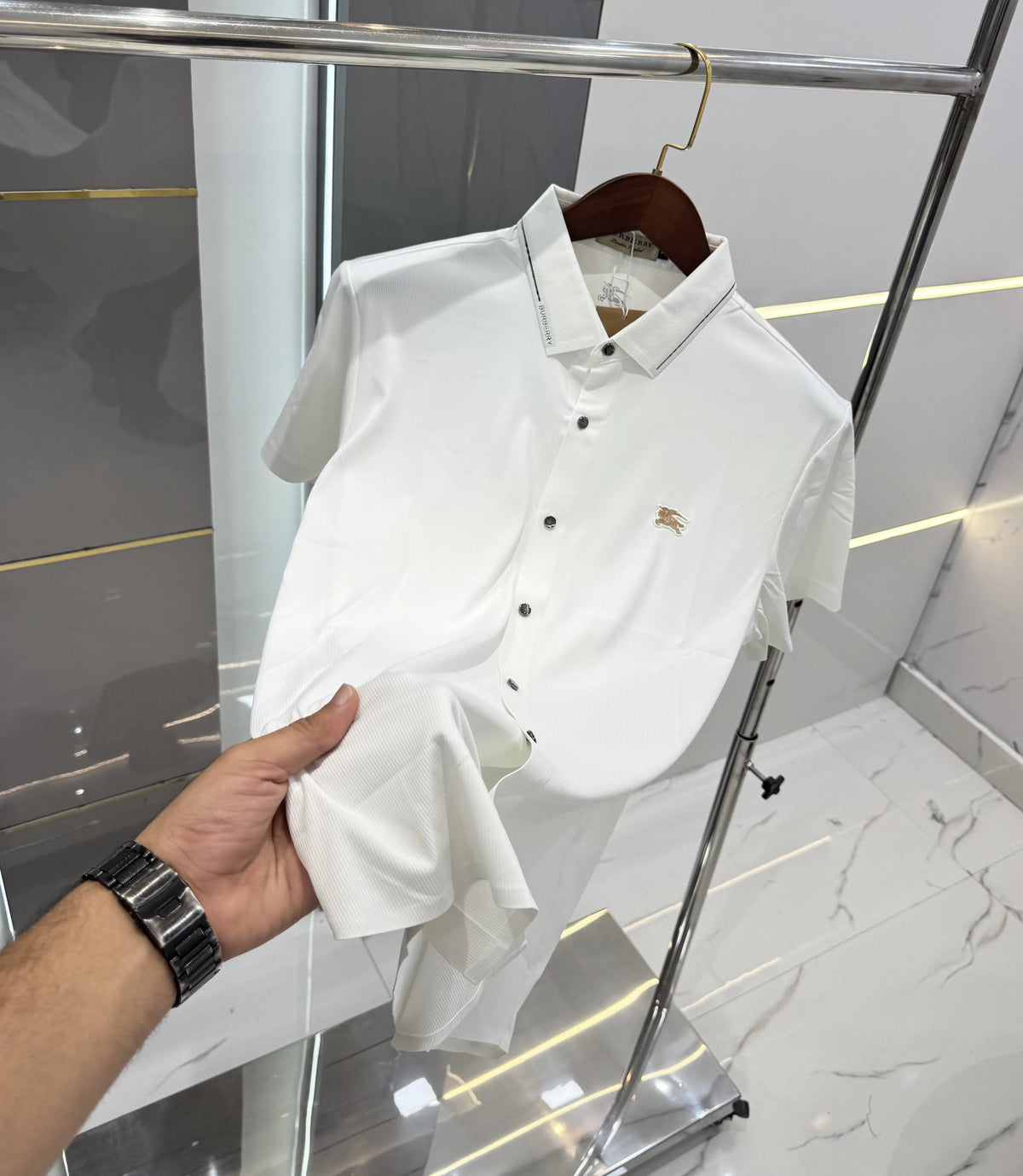 Burberr y White Imported Luxury Polo T-Shirt