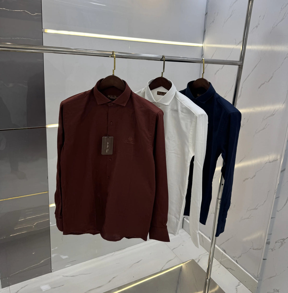 Loro Piana Rust Embroidery Logo Work Premium Shirt