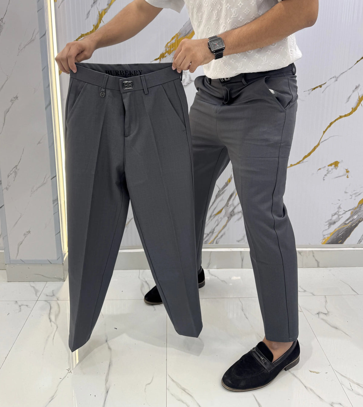 Burberr y Grey Imported Korean Trouser