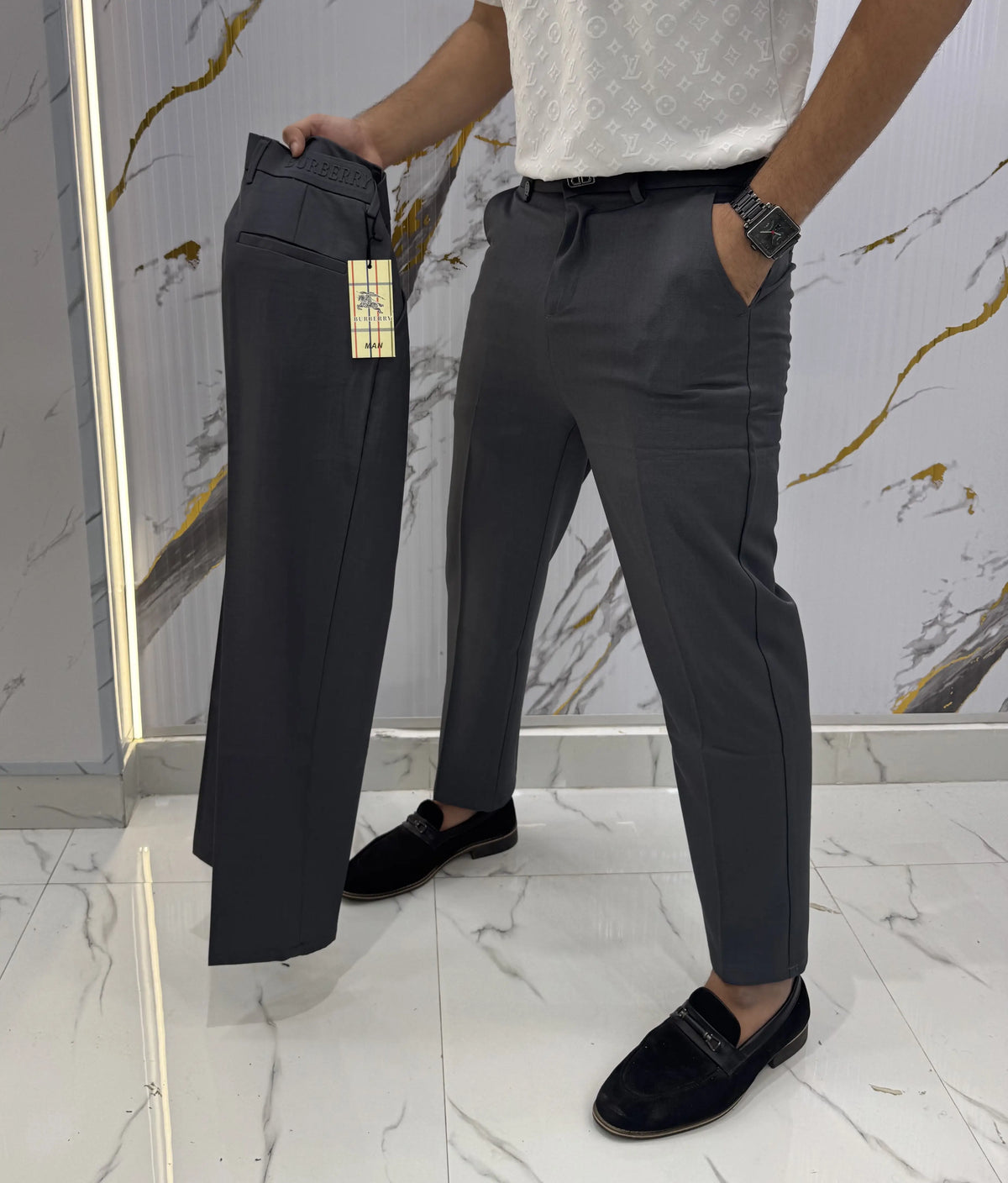 Burberr y Grey Imported Korean Trouser