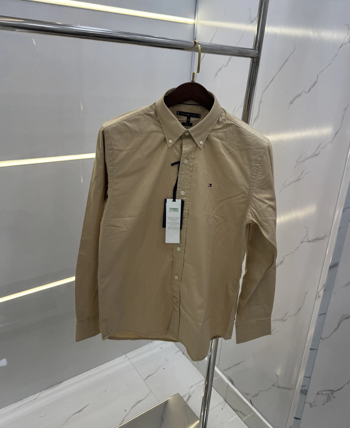 Tommy Hilfiger Beige Embroidery Logo Premium Shirt