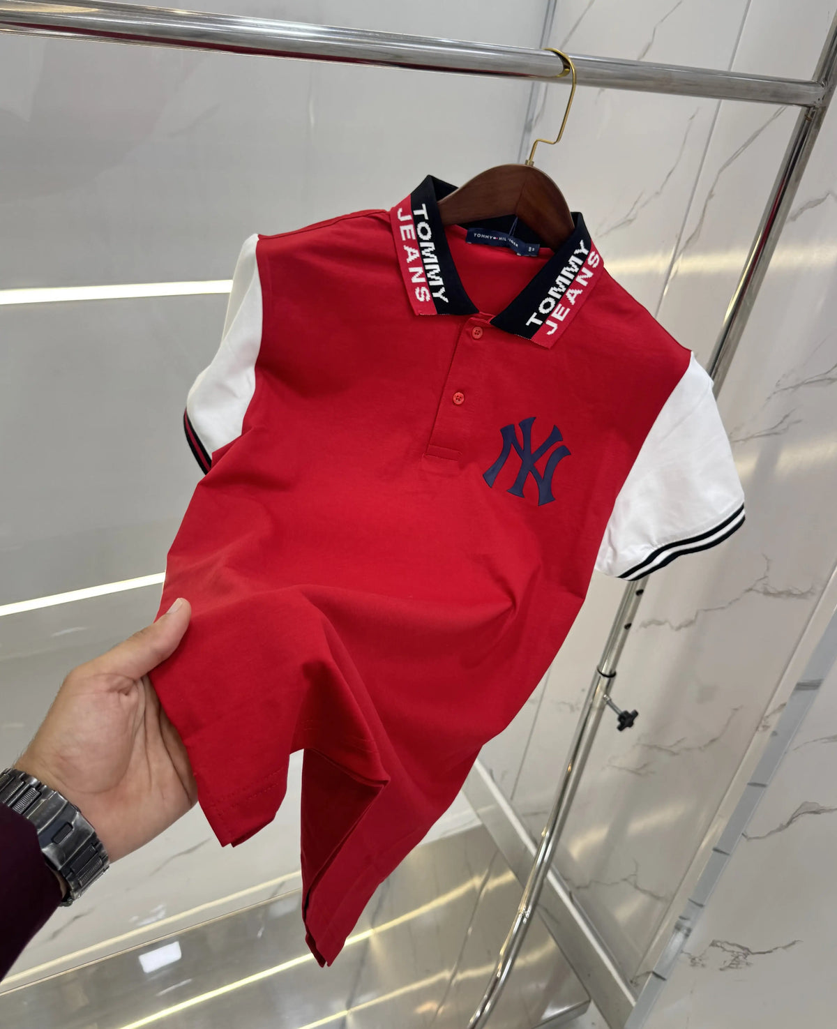 Tommy Hilfige r Red Logo Work  Premium Polo T-Shirt
